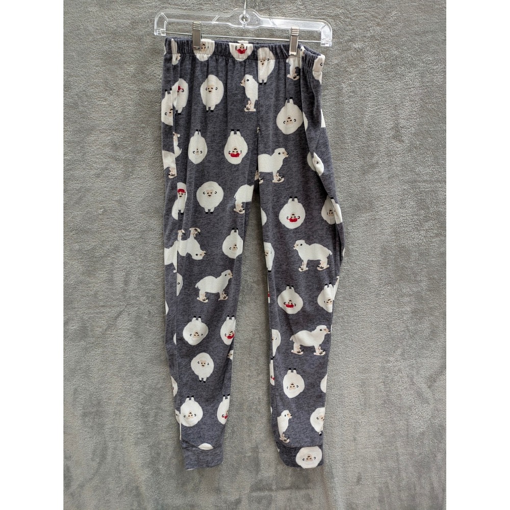 Whimsical Lightweight Fleece Pajama Pants Womens Small Gray Sheep Ram Print